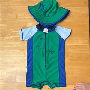 Hanna Andersson Green and Blue Rashguard Swim Set